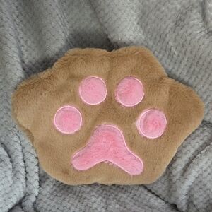 Plush Paw-Shaped Change Purse/Clutch - Brown and Pink